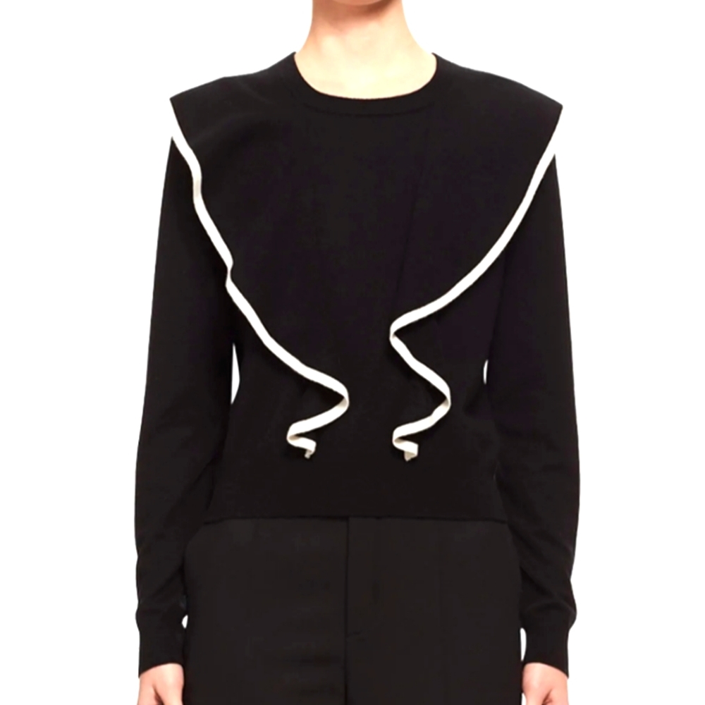 Chloe Cashmere & Cotton Ruffle Sweater
